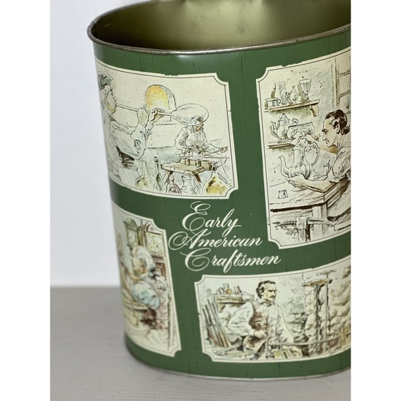 Vintage Chein Co Metal Trashcan Early American Craftsman - Picture 2 of 11